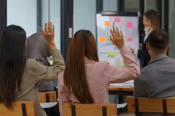 Group of learners in a face to face training room