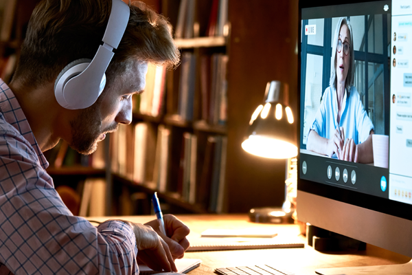 image of a video training session on a laptop